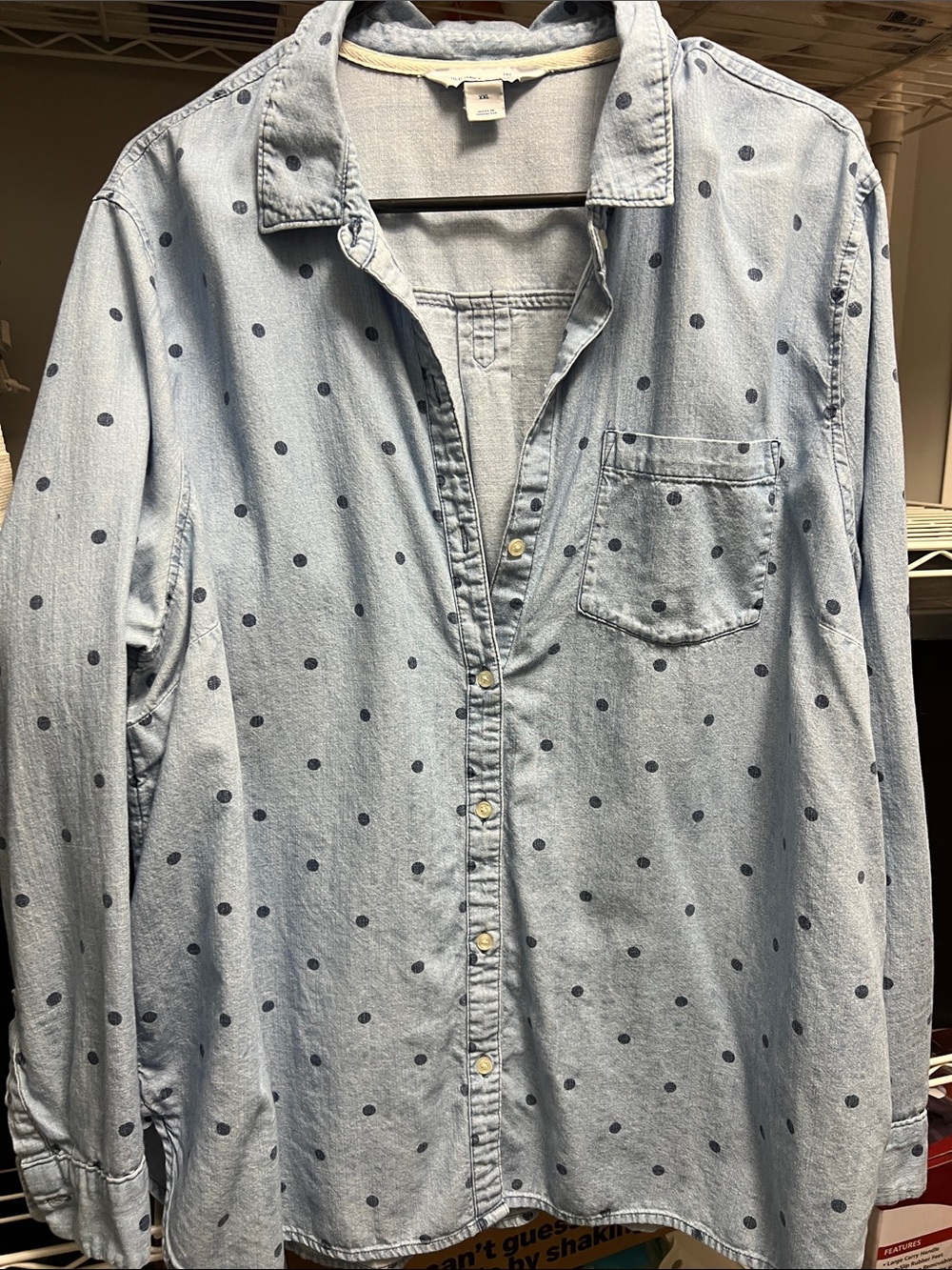 Old Navy Light Blue Polka Dot Button-Down Shirt
